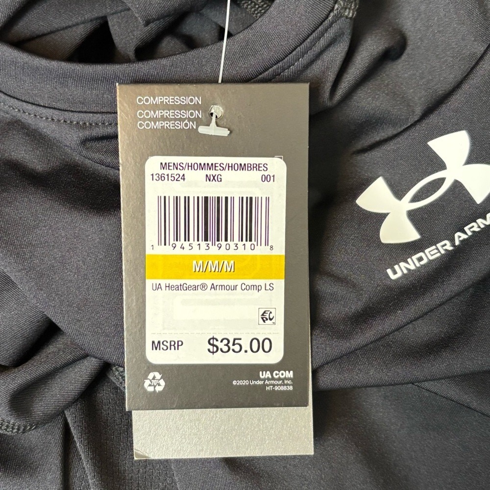 Under Armour Shirt Mens Medium Black Heatgear Armour Long Sleeve Compression - Picture 7 of 8